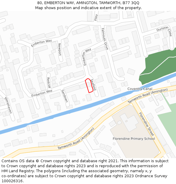 80, EMBERTON WAY, AMINGTON, TAMWORTH, B77 3QQ: Location map and indicative extent of plot