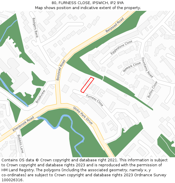 80, FURNESS CLOSE, IPSWICH, IP2 9YA: Location map and indicative extent of plot