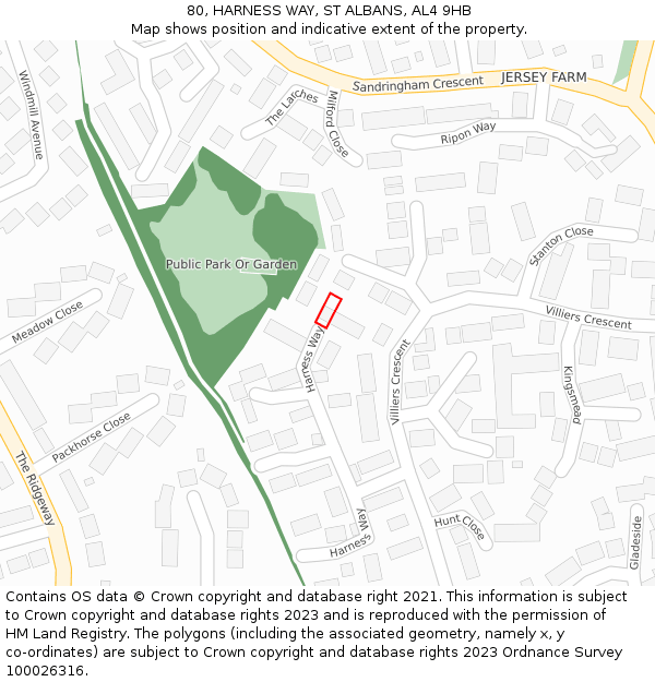 80, HARNESS WAY, ST ALBANS, AL4 9HB: Location map and indicative extent of plot