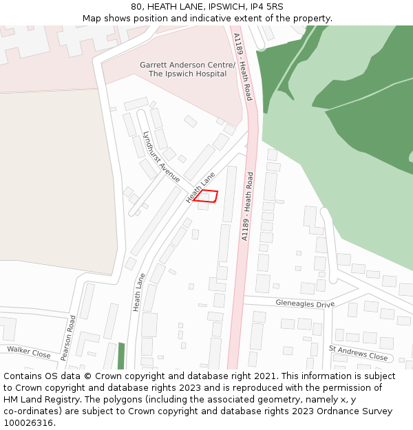 80, HEATH LANE, IPSWICH, IP4 5RS: Location map and indicative extent of plot