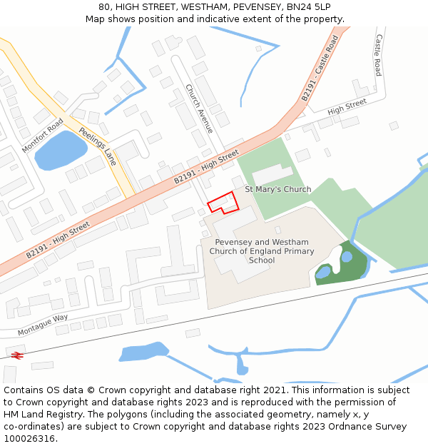 80, HIGH STREET, WESTHAM, PEVENSEY, BN24 5LP: Location map and indicative extent of plot