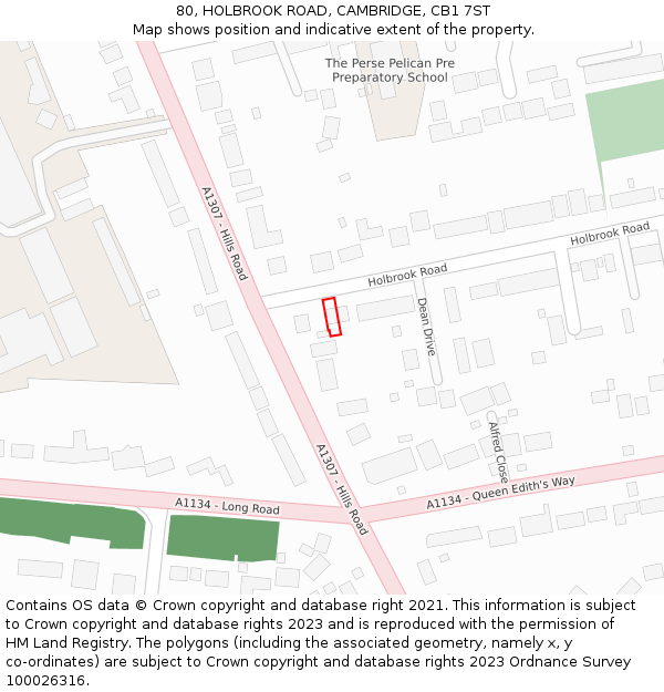 80, HOLBROOK ROAD, CAMBRIDGE, CB1 7ST: Location map and indicative extent of plot