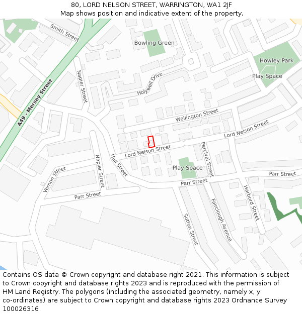 80, LORD NELSON STREET, WARRINGTON, WA1 2JF: Location map and indicative extent of plot