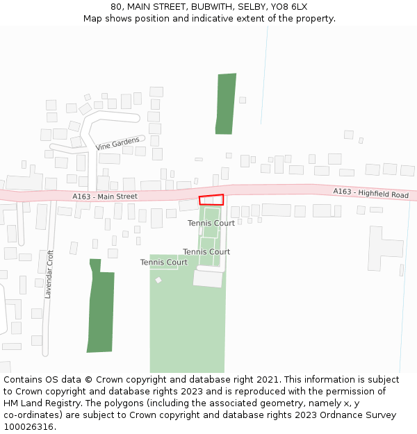 80, MAIN STREET, BUBWITH, SELBY, YO8 6LX: Location map and indicative extent of plot