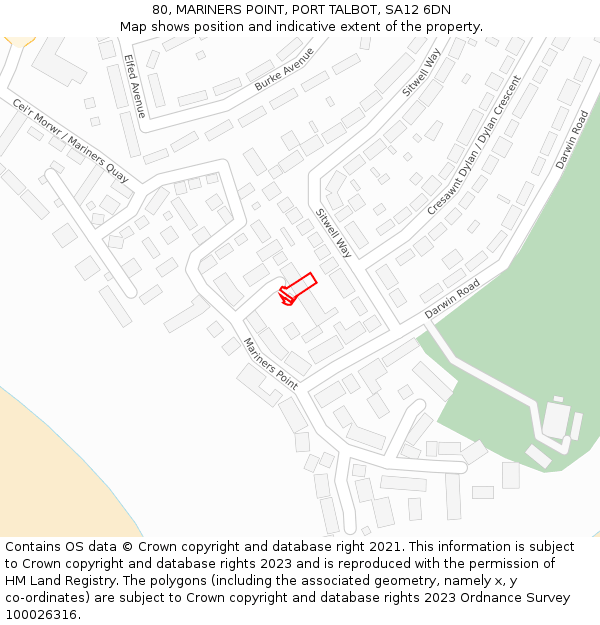 80, MARINERS POINT, PORT TALBOT, SA12 6DN: Location map and indicative extent of plot