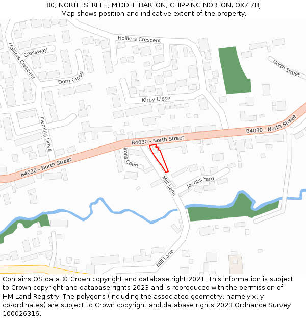 80, NORTH STREET, MIDDLE BARTON, CHIPPING NORTON, OX7 7BJ: Location map and indicative extent of plot