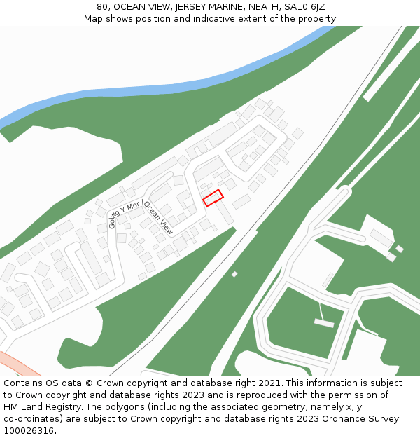 80, OCEAN VIEW, JERSEY MARINE, NEATH, SA10 6JZ: Location map and indicative extent of plot