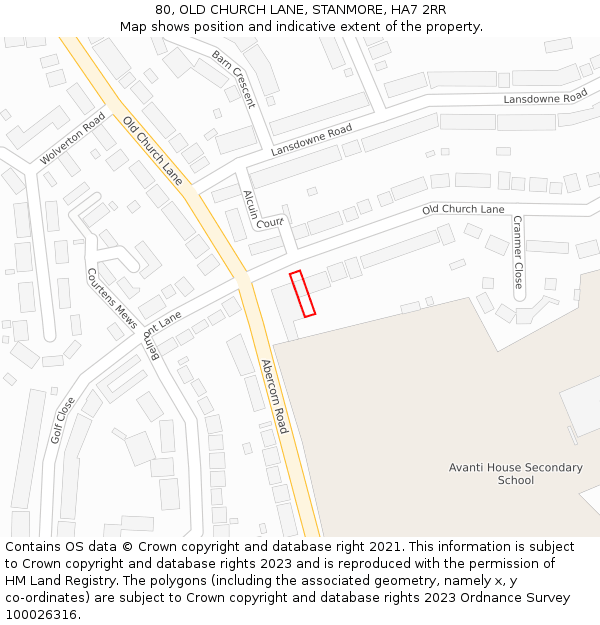 80, OLD CHURCH LANE, STANMORE, HA7 2RR: Location map and indicative extent of plot