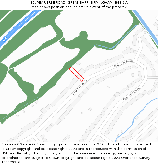 80, PEAR TREE ROAD, GREAT BARR, BIRMINGHAM, B43 6JA: Location map and indicative extent of plot