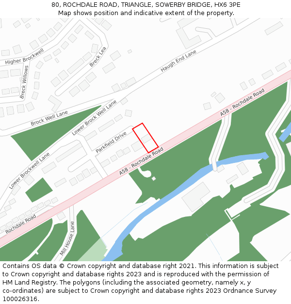80, ROCHDALE ROAD, TRIANGLE, SOWERBY BRIDGE, HX6 3PE: Location map and indicative extent of plot