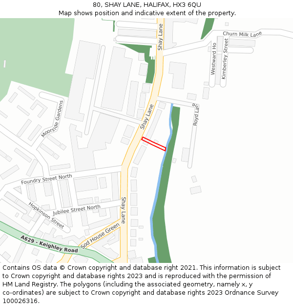 80, SHAY LANE, HALIFAX, HX3 6QU: Location map and indicative extent of plot