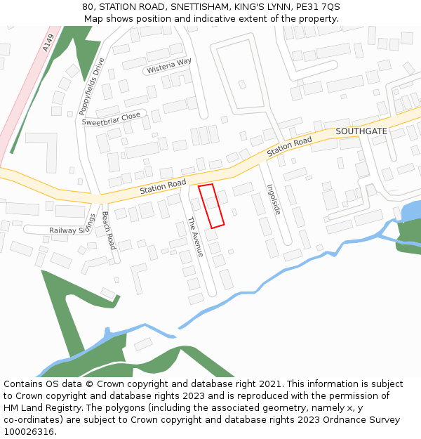 80, STATION ROAD, SNETTISHAM, KING'S LYNN, PE31 7QS: Location map and indicative extent of plot