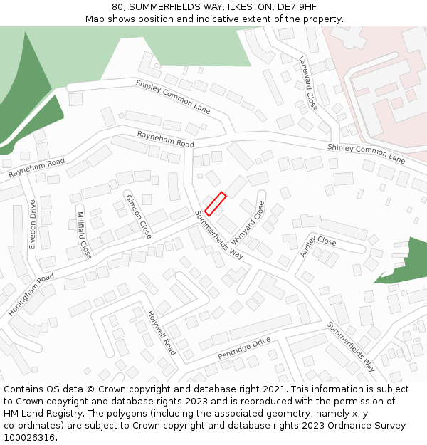 80, SUMMERFIELDS WAY, ILKESTON, DE7 9HF: Location map and indicative extent of plot