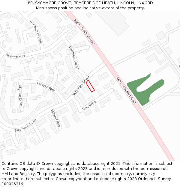 80, SYCAMORE GROVE, BRACEBRIDGE HEATH, LINCOLN, LN4 2RD: Location map and indicative extent of plot