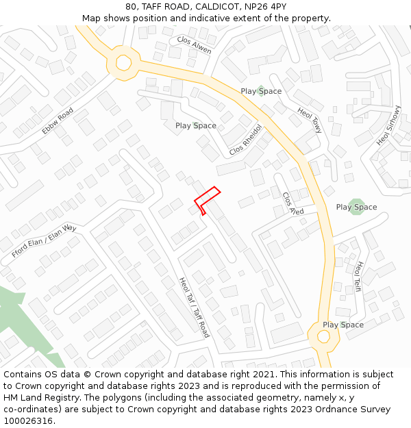 80, TAFF ROAD, CALDICOT, NP26 4PY: Location map and indicative extent of plot