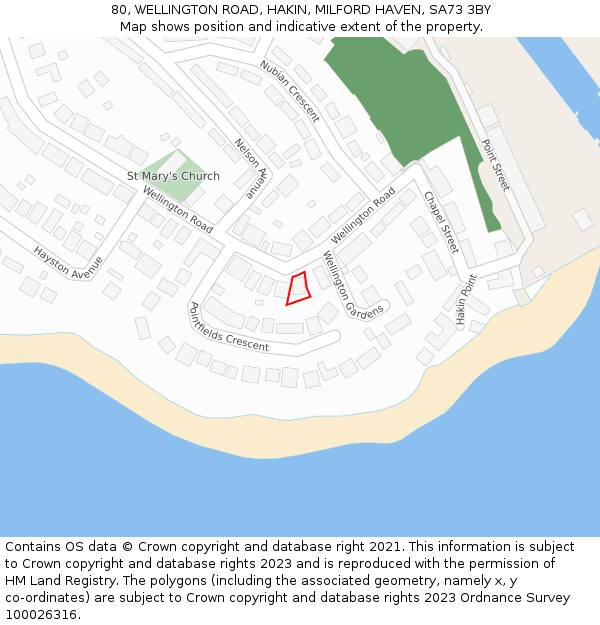 80, WELLINGTON ROAD, HAKIN, MILFORD HAVEN, SA73 3BY: Location map and indicative extent of plot