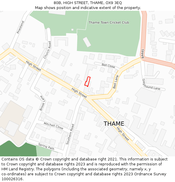 80B, HIGH STREET, THAME, OX9 3EQ: Location map and indicative extent of plot