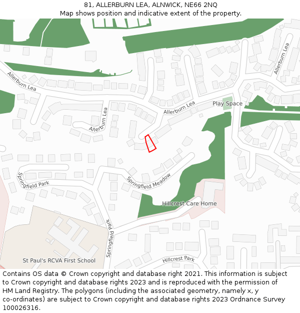 81, ALLERBURN LEA, ALNWICK, NE66 2NQ: Location map and indicative extent of plot