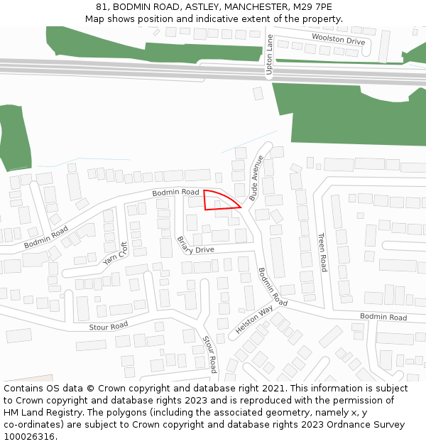 81, BODMIN ROAD, ASTLEY, MANCHESTER, M29 7PE: Location map and indicative extent of plot