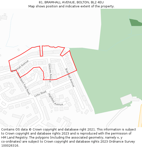 81, BRAMHALL AVENUE, BOLTON, BL2 4EU: Location map and indicative extent of plot