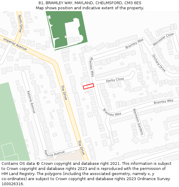 81, BRAMLEY WAY, MAYLAND, CHELMSFORD, CM3 6ES: Location map and indicative extent of plot