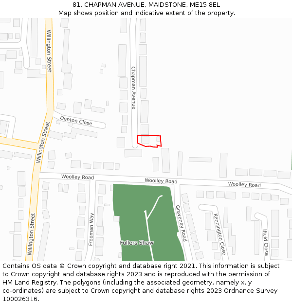 81, CHAPMAN AVENUE, MAIDSTONE, ME15 8EL: Location map and indicative extent of plot