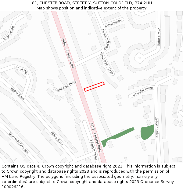 81, CHESTER ROAD, STREETLY, SUTTON COLDFIELD, B74 2HH: Location map and indicative extent of plot