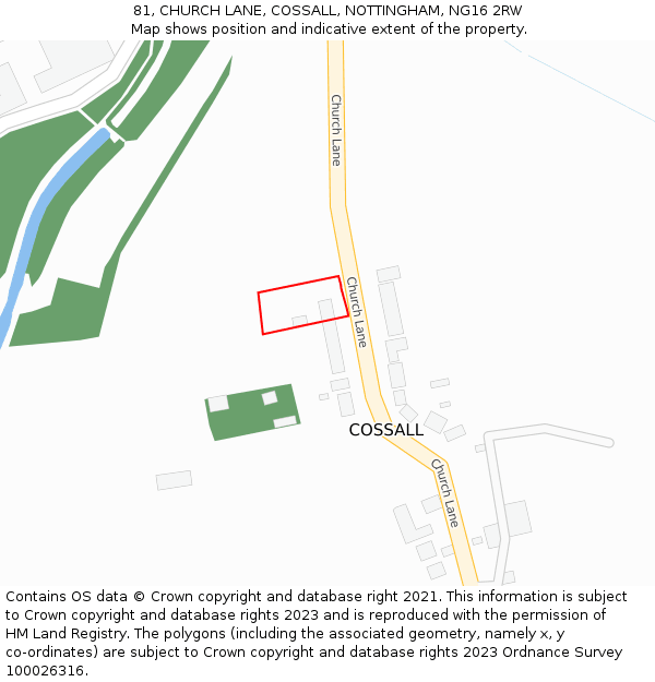 81, CHURCH LANE, COSSALL, NOTTINGHAM, NG16 2RW: Location map and indicative extent of plot