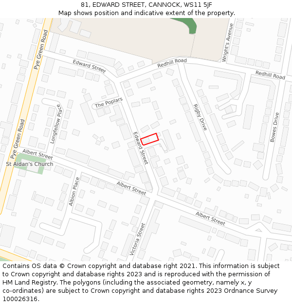 81, EDWARD STREET, CANNOCK, WS11 5JF: Location map and indicative extent of plot