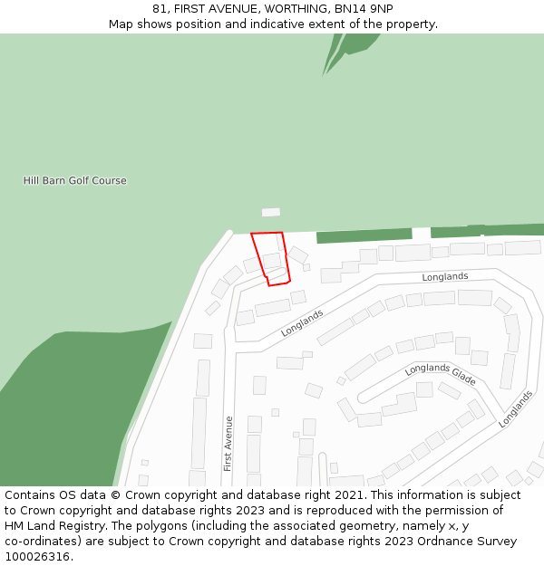 81, FIRST AVENUE, WORTHING, BN14 9NP: Location map and indicative extent of plot