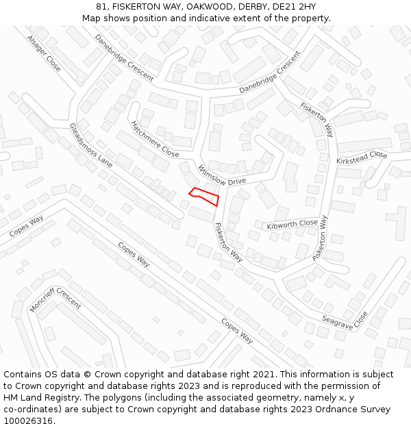 81, FISKERTON WAY, OAKWOOD, DERBY, DE21 2HY: Location map and indicative extent of plot