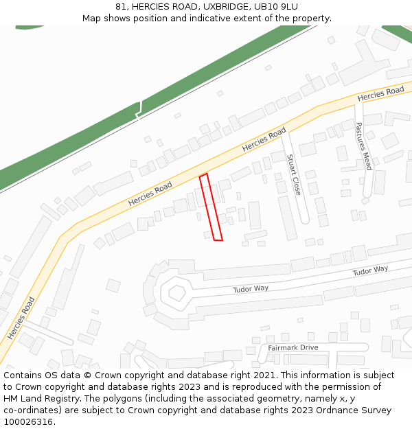 81, HERCIES ROAD, UXBRIDGE, UB10 9LU: Location map and indicative extent of plot