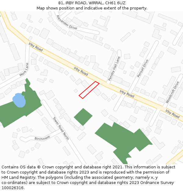 81, IRBY ROAD, WIRRAL, CH61 6UZ: Location map and indicative extent of plot