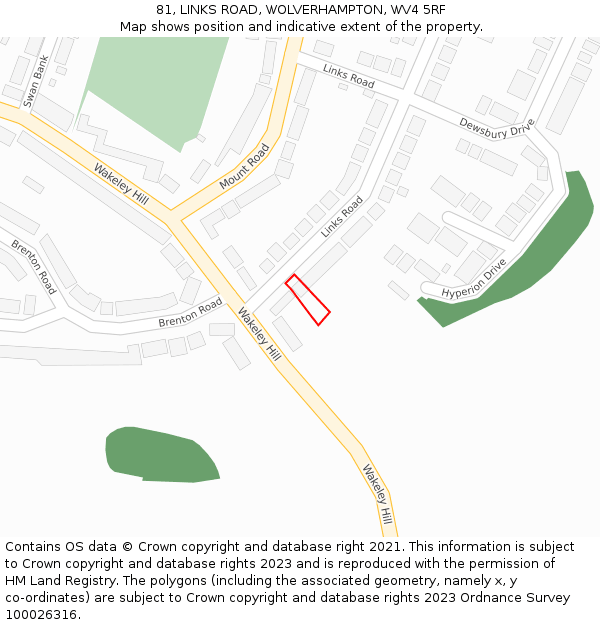 81, LINKS ROAD, WOLVERHAMPTON, WV4 5RF: Location map and indicative extent of plot