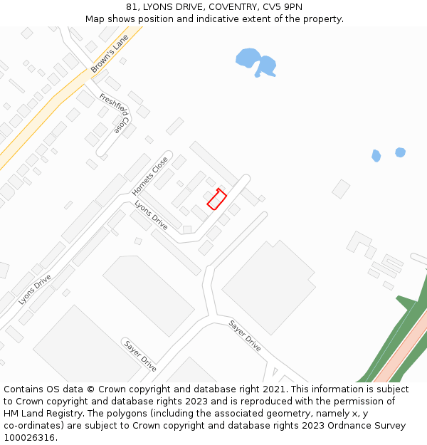 81, LYONS DRIVE, COVENTRY, CV5 9PN: Location map and indicative extent of plot