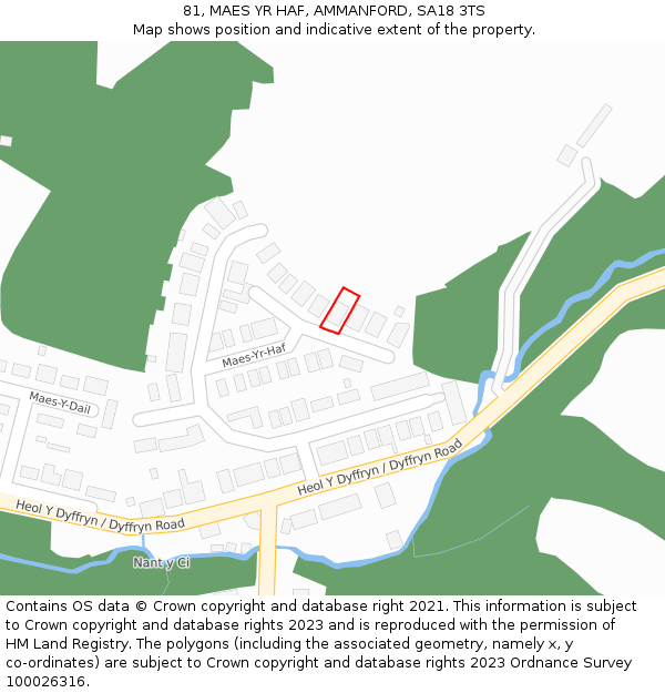 81, MAES YR HAF, AMMANFORD, SA18 3TS: Location map and indicative extent of plot