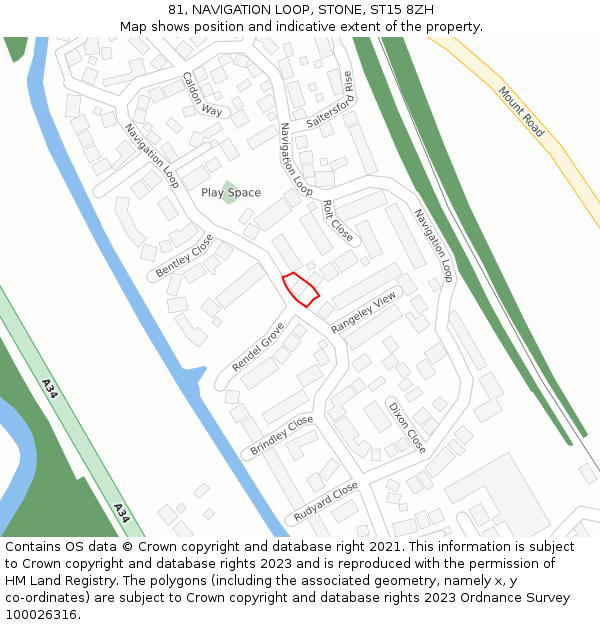 81, NAVIGATION LOOP, STONE, ST15 8ZH: Location map and indicative extent of plot