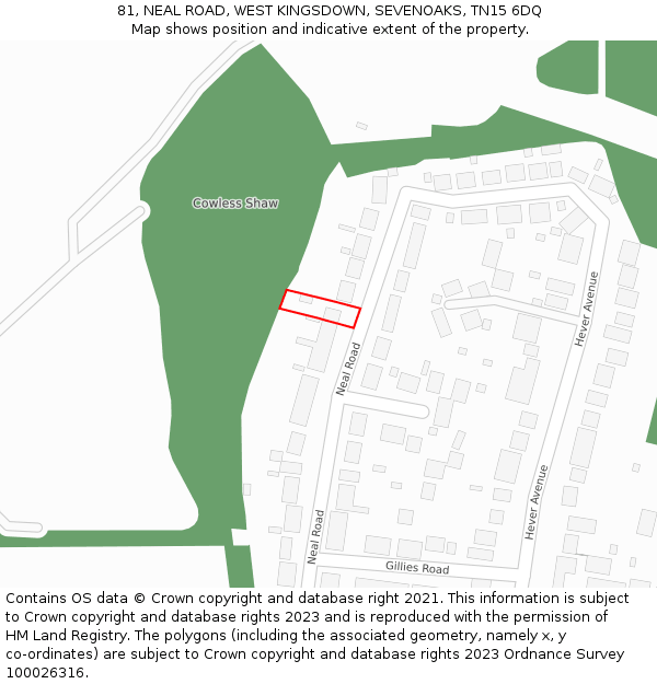 81, NEAL ROAD, WEST KINGSDOWN, SEVENOAKS, TN15 6DQ: Location map and indicative extent of plot