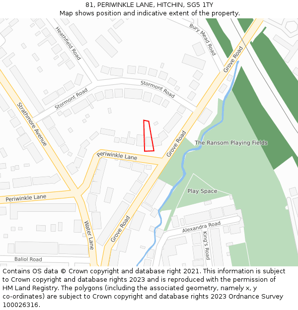 81, PERIWINKLE LANE, HITCHIN, SG5 1TY: Location map and indicative extent of plot