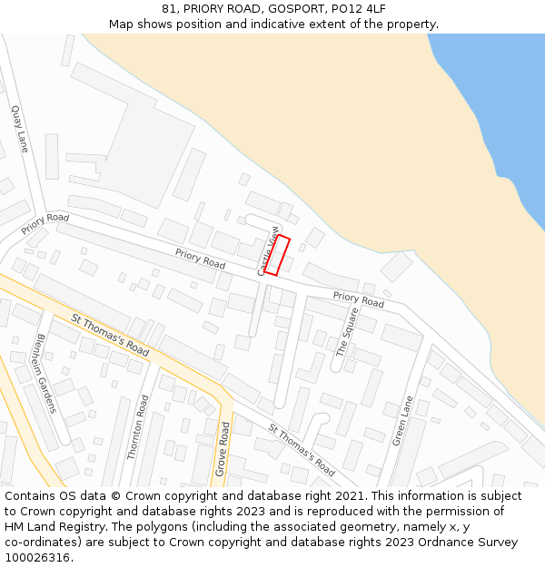 81, PRIORY ROAD, GOSPORT, PO12 4LF: Location map and indicative extent of plot