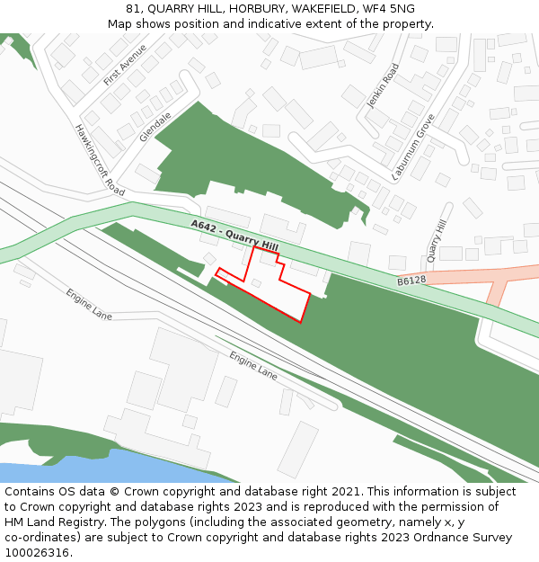 81, QUARRY HILL, HORBURY, WAKEFIELD, WF4 5NG: Location map and indicative extent of plot