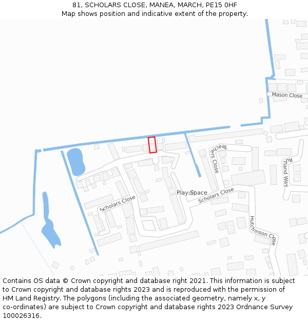 81, SCHOLARS CLOSE, MANEA, MARCH, PE15 0HF: Location map and indicative extent of plot