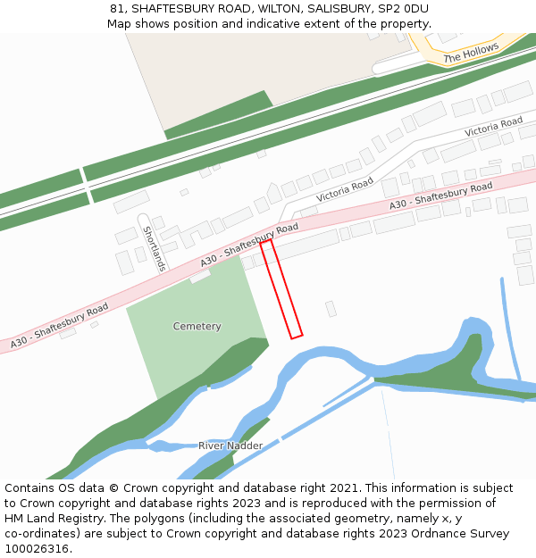 81, SHAFTESBURY ROAD, WILTON, SALISBURY, SP2 0DU: Location map and indicative extent of plot