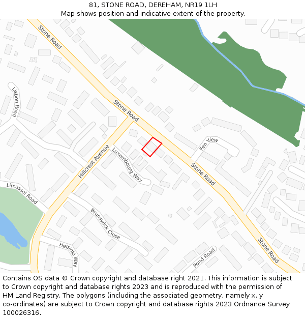 81, STONE ROAD, DEREHAM, NR19 1LH: Location map and indicative extent of plot