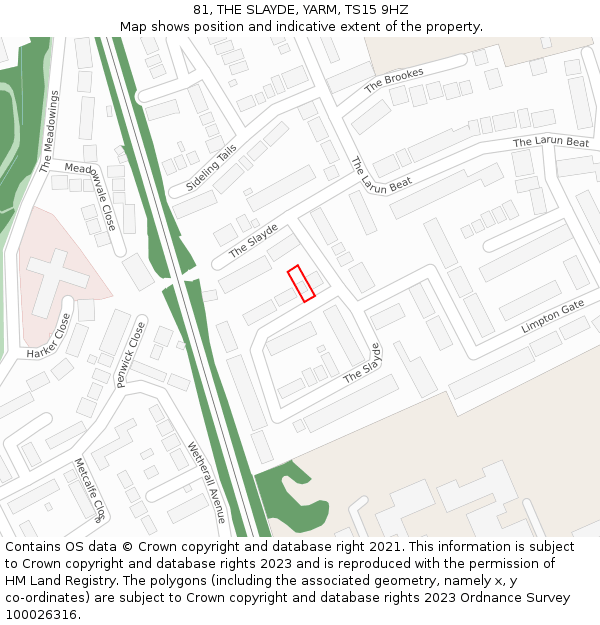 81, THE SLAYDE, YARM, TS15 9HZ: Location map and indicative extent of plot