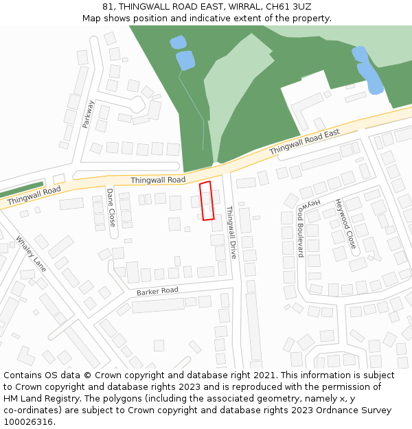 81, THINGWALL ROAD EAST, WIRRAL, CH61 3UZ: Location map and indicative extent of plot