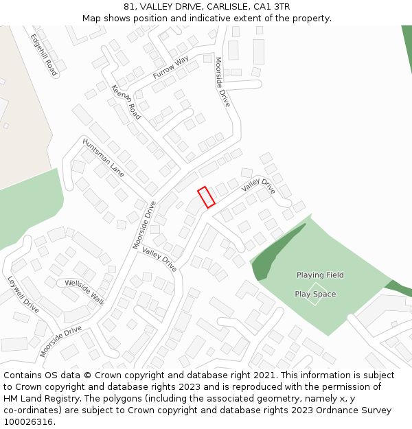 81, VALLEY DRIVE, CARLISLE, CA1 3TR: Location map and indicative extent of plot