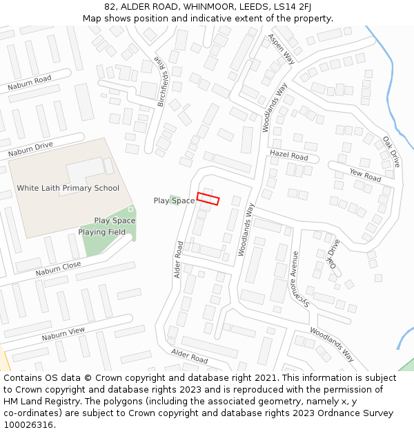 82, ALDER ROAD, WHINMOOR, LEEDS, LS14 2FJ: Location map and indicative extent of plot
