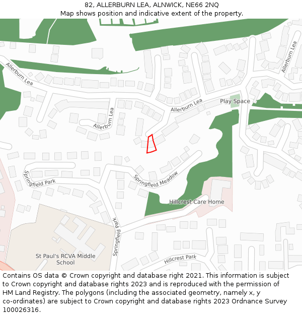 82, ALLERBURN LEA, ALNWICK, NE66 2NQ: Location map and indicative extent of plot