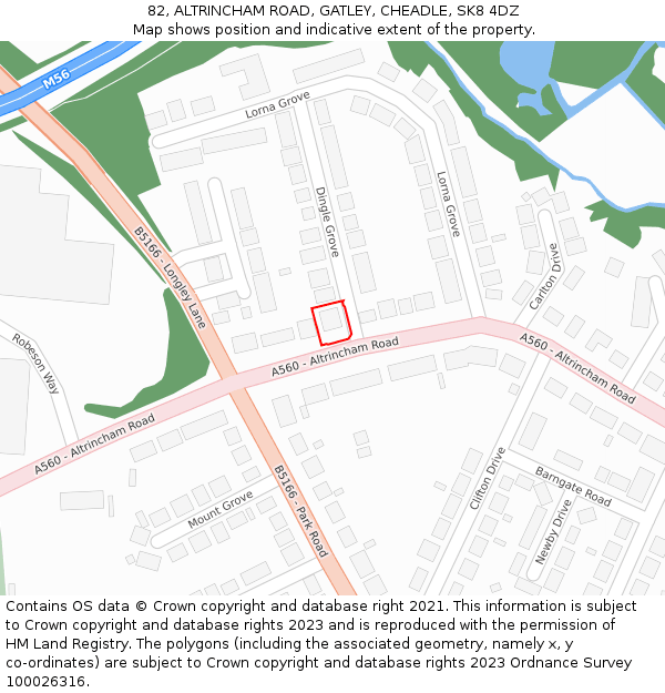 82, ALTRINCHAM ROAD, GATLEY, CHEADLE, SK8 4DZ: Location map and indicative extent of plot